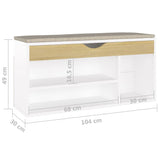 Panca Scarpe Cuscino Bianco Rovere Sonoma 104x30x49 truciolato