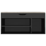 Panca Porta Scarpe Cuscino Nero Lucido 104x30x49cm truciolato