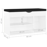 Panca Porta Scarpe con Cuscino Bianca 80x30x47cm truciolato