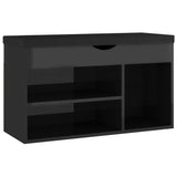 Panca Porta Scarpe Cuscino Nero Lucido 80x30x47cm truciolato