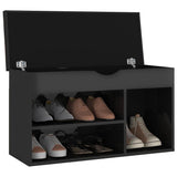 Panca Porta Scarpe Cuscino Nero Lucido 80x30x47cm truciolato