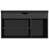 Panca Porta Scarpe Cuscino Nero Lucido 80x30x47cm truciolato