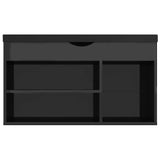Panca Porta Scarpe Cuscino Nero Lucido 80x30x47cm truciolato