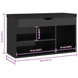 Panca Porta Scarpe Cuscino Nero Lucido 80x30x47cm truciolato