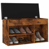 Panca Porta Scarpe Cuscino Rovere Fumo 80x30x47cm truciolato