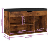 Panca Porta Scarpe Cuscino Rovere Fumo 80x30x47cm truciolato