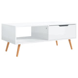Tavolino Salotto Bianco Lucido 100x49,5x43 cm Legno truciolato