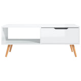 Tavolino Salotto Bianco Lucido 100x49,5x43 cm Legno truciolato