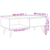 Tavolino Salotto Bianco Lucido 100x49,5x43 cm Legno truciolato
