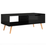 Tavolino Salotto Nero Lucido 100x49,5x43 cm Legno truciolato