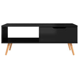 Tavolino Salotto Nero Lucido 100x49,5x43 cm Legno truciolato