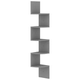 Scaffale Angolare a Muro Grigio 19x19x123 cm Legno truciolato