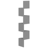 Scaffale Angolare a Muro Grigio 19x19x123 cm Legno truciolato
