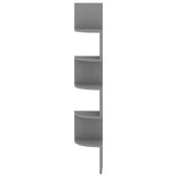 Scaffale Angolare a Muro Grigio 19x19x123 cm Legno truciolato