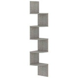 Scaffale Angolare a Muro Grigio Cemento 19x19x123cm truciolato