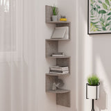 Scaffale Angolare a Muro Grigio Cemento 19x19x123cm truciolato