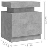 Comodino Grigio Cemento 45x35x52 cm in Legno truciolato