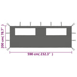 Parete con Finestre per Gazebo 6x2 m Antracite