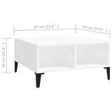 Tavolino da Salotto Bianco 60x60x30 cm in Legno truciolato
