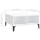 Tavolino da Salotto Bianco Lucido 60x60x30 cm Legno truciolato