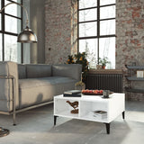 Tavolino da Salotto Bianco Lucido 60x60x30 cm Legno truciolato