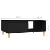 Tavolino da Salotto Nero 90x60x35 cm in Legno truciolato