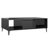 Tavolino da Salotto Nero Lucido 103,5x60x35cm Legno truciolato