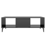 Tavolino da Salotto Nero Lucido 103,5x60x35cm Legno truciolato