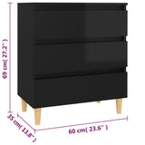 Credenza Nero Lucido 60x35x69 cm in Legno truciolato