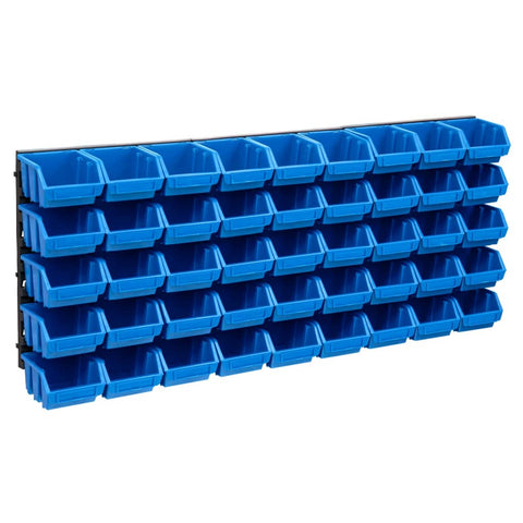 Kit Contenitori 48 pz con Pannelli a Parete Blu e Nero