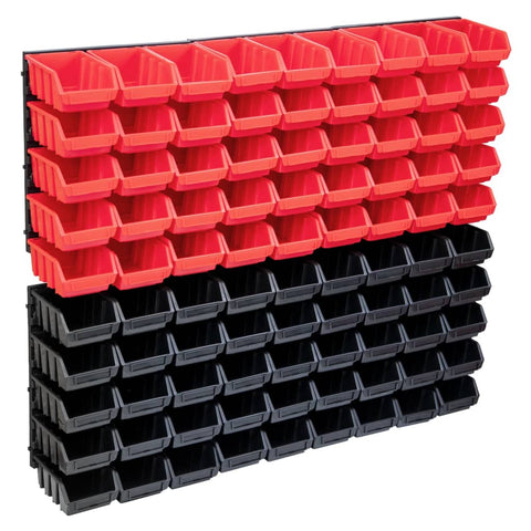 Kit Contenitori 96 pz con Pannelli a Parete Rosso e Nero