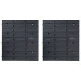 Kit Contenitori 71 pz con Pannelli a Parete Rosso e Nero