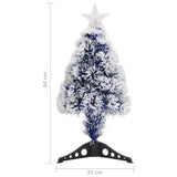 Albero Natale Preilluminato Bianco e Blu 64 cm in Fibra Ottica