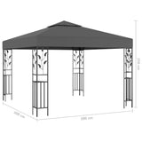 Gazebo con Stringa di Luci LED 3x3 m Antracite