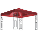 Gazebo con Stringa di Luci LED 3x3 m Rosso Vino