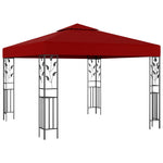 Gazebo con Stringa di Luci LED 3x3 m Rosso Vino