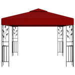 Gazebo con Stringa di Luci LED 3x3 m Rosso Vino