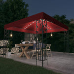 Gazebo con Stringa di Luci LED 3x3 m Rosso Vino