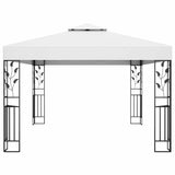 Gazebo con Tetto Doppio e Stringa di Luci LED 3x4 m Bianco