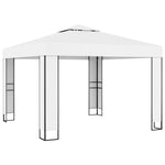 Gazebo con Tetto Doppio e Stringa di Luci LED 3x3 m Bianco