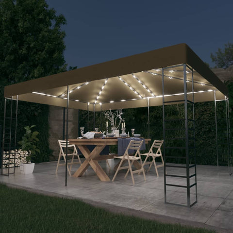 Gazebo con Luci LED a Stringa 3x4 m Grigio Talpa