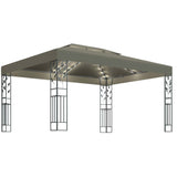 Gazebo con Tetto Doppio e Luci LED 3x4 m Grigio Talpa