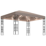 Gazebo con Luci a Stringa LED 4x3 m Grigio Talpa