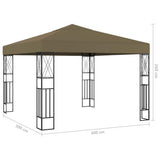 Gazebo con Luci a Stringa LED 3x3 m in Tessuto Grigio Talpa