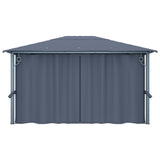 Gazebo con Tende e Luci LED 400x300 cm Antracite in Alluminio