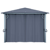 Gazebo con Tende e Luci LED 400x300 cm Antracite in Alluminio