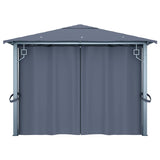 Gazebo con Tende e Luci LED 400x300 cm Antracite in Alluminio