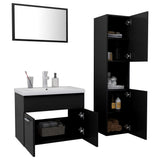 Set Mobili da Bagno Nero in Truciolato