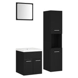 Set Mobili da Bagno Nero in Legno truciolato