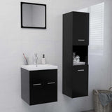Set Mobili da Bagno Nero in Legno truciolato